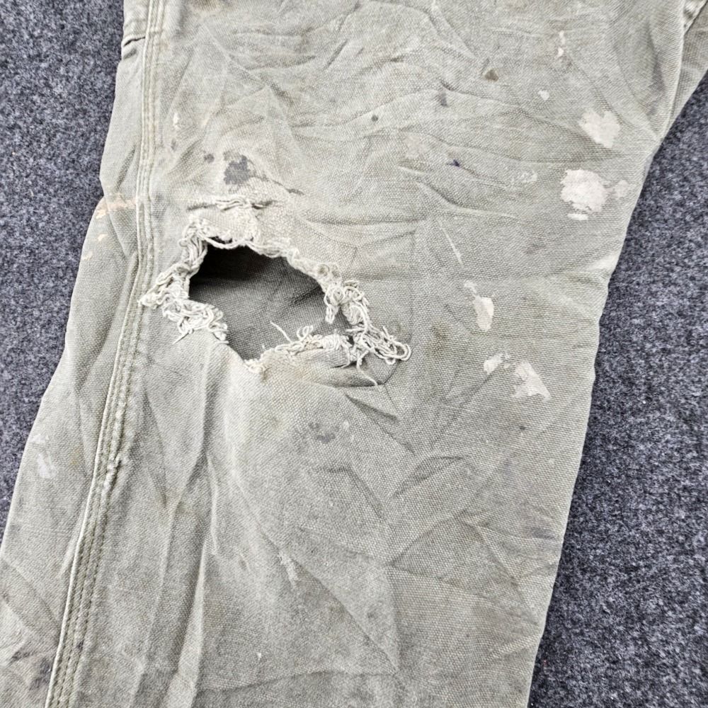 Paint Splattered Faded Green Carhartt Carpenter work pants B11 MOS 32x30 Men's - Picture 2 of 14
